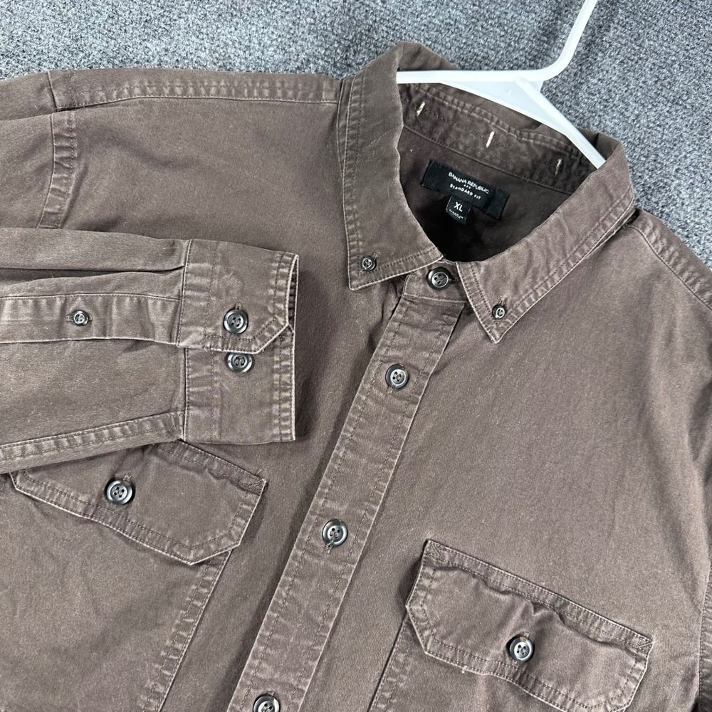 Banana Republic Shacket Mens XL Extra Large Brown Button Down Shirt Jacket